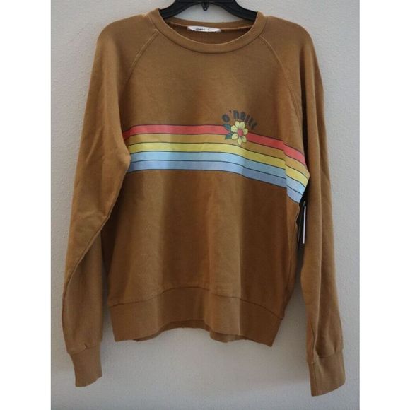 O'Neill FA2410008 Women's Sz M Brown Seaspray Cotton Graphic Pullover Sweatshirt - Picture 1 of 8